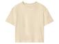 Beige dames T-shirt met korte mouwen en ronde hals.