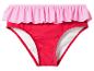 Rood bikinibroekje met roze ruches aan de taille.