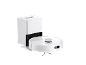 Witte robotstofzuiger met automatisch leegstation.