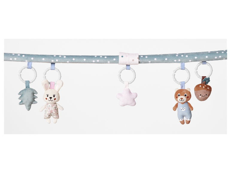 Babygym met een konijn, beer en eikel.