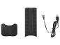 Zwarte mobiele telefoonhouder met USB-C oplaadkabel en accessoire.