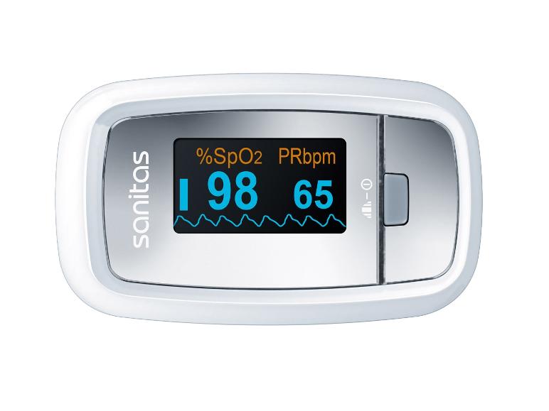 Sanitas pulsoximeter met digitale weergave van zuurstofverzadiging en hartslag