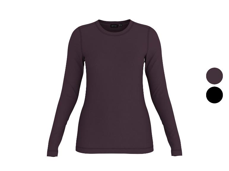 Dames longsleeve in pruimkleur met ronde hals, ook verkrijgbaar in zwart.