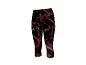 Driekwart dameslegging met abstract patroon in zwart, rood en groen.