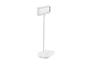 Witte LED-bureaulamp met flexibele arm en rechthoekige voet.