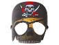 Piratenmasker met schedel en ooglap, met een schedelmotief met rode bandana en gekruiste sabels.