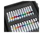 Een set van 24 Crelan aquarel- en acrylverftubes in een zwarte doos.
