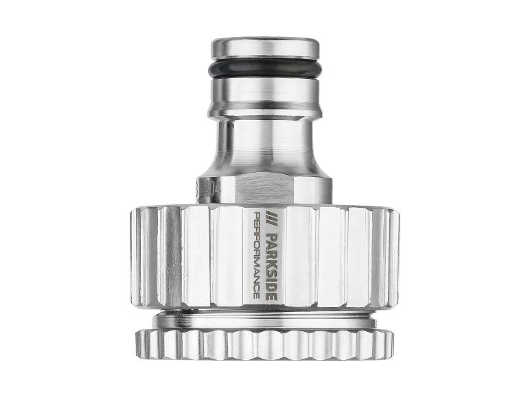 Parkside Performance metalen slangkoppeling met een zwarte O-ring.