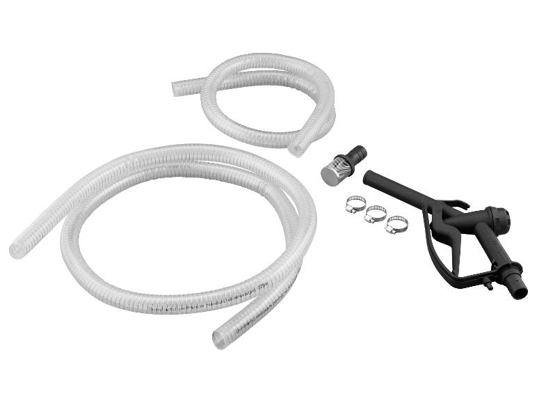 Brandstofoverdrachtset met transparante slangen, brandstofpistool en klemmen
