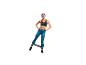 Vrouw in sportbeha en legging met Crivit weerstandsband