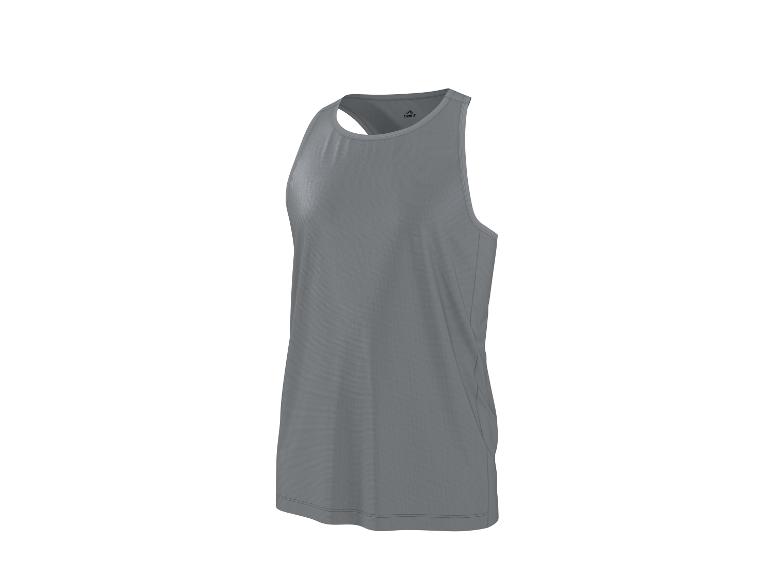 Grijs sportief tanktop met subtiel textuurpatroon, zijnaden en racerback.