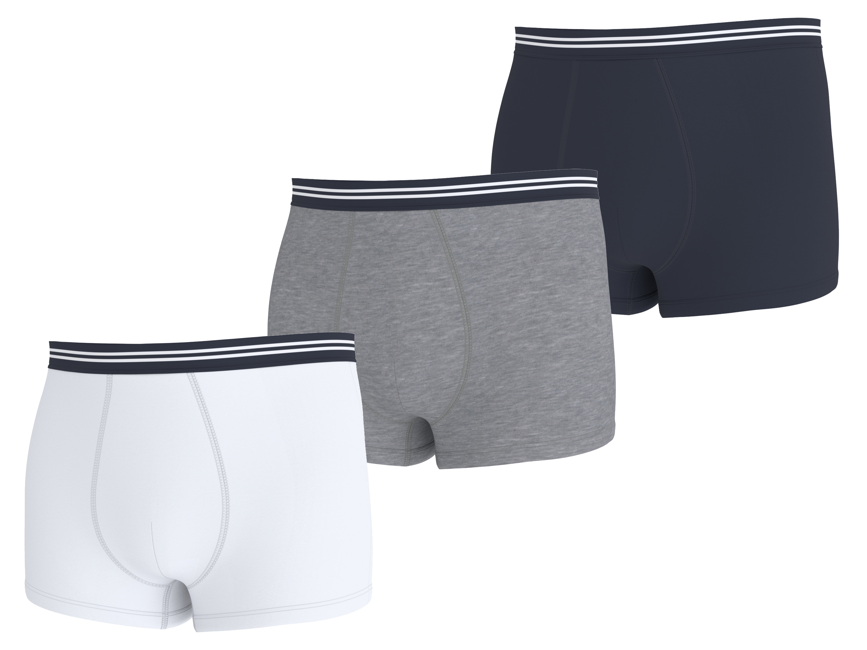 ESMARA MEN Heren boxershorts, 3 stuks. (Donkerblauw/wit/grijs, XXL)