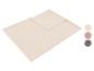 Beige fleece deken met kleurstalen voor roze en grijs met patroon opties.