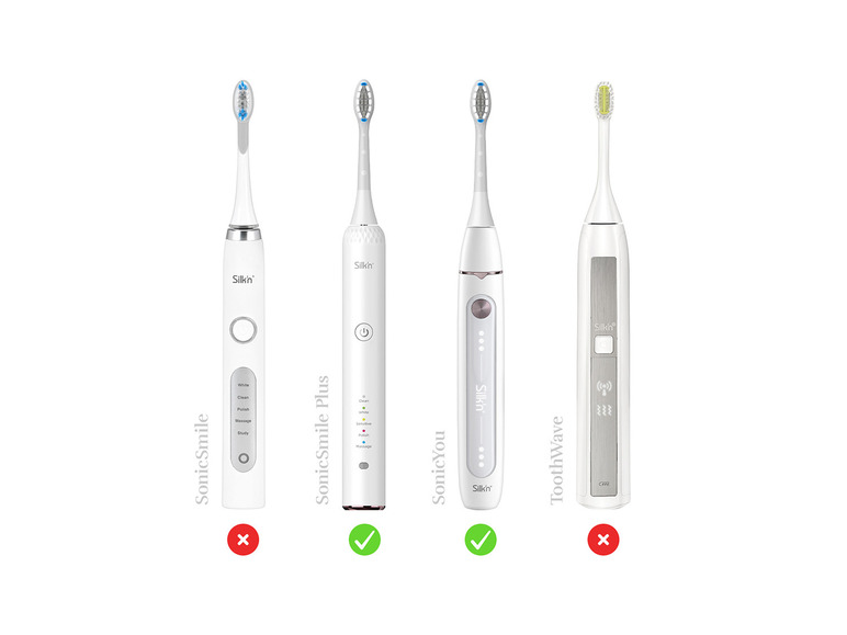 Vier elektrische tandenborstels, waaronder SonicSmile Plus en SonicYou van Silk'n.