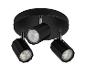 Zwarte plafondlamp met drie verstelbare LED-spots.