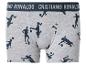 Grijze boxershort met voetbalsilhouetten en tailleband met tekst.