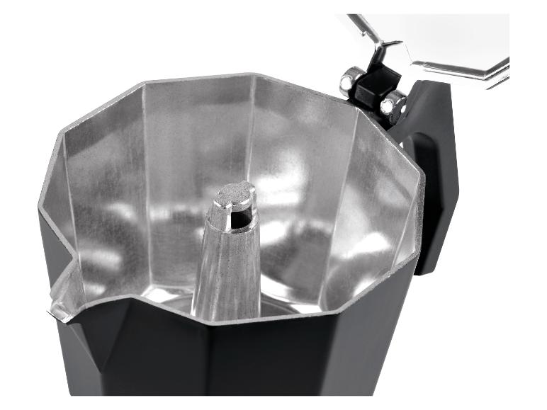 Een open Bialetti Moka Express koffiezetapparaat.