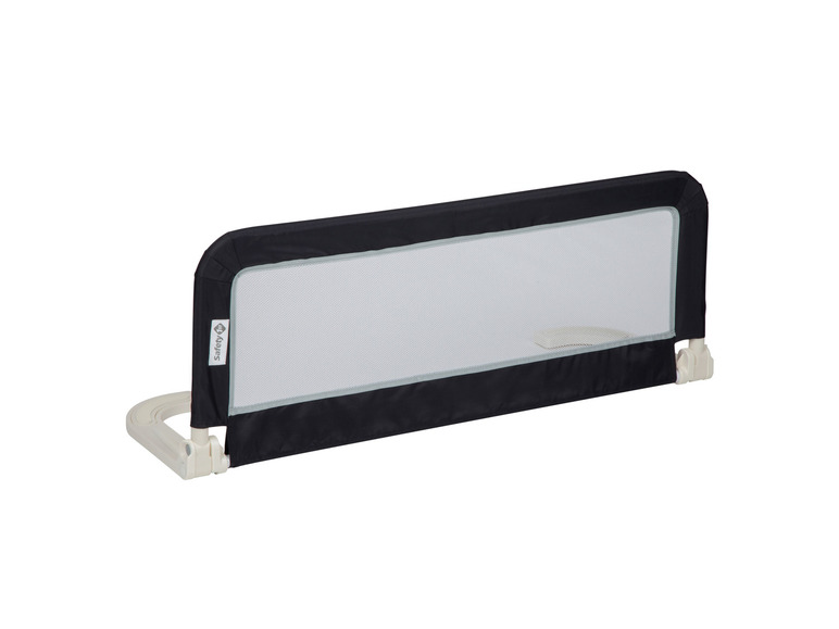 Een zwart Safety 1st bedhek met een gaaspaneel.