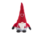 Pluchen kabouter met rode muts, baard en hart, perfect voor feestelijke decoratie.