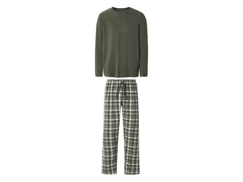 Herenpyjama met groen shirt met lange mouwen en groene geruite broek