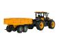 JCB tractor en gele aanhanger, miniatuur speelgoed.