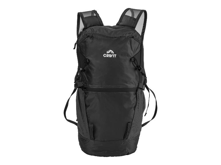 Crivit zwarte rugzak: uitrusting voor wandelen.