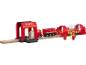 Brandweertreinset met station, brandweerwagen, tankwagon en brandweerman.