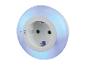 Rond stopcontact met blauwe LED-verlichting en G, B, W modusindicator.