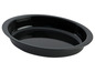 Een zwarte ovale bakvorm.