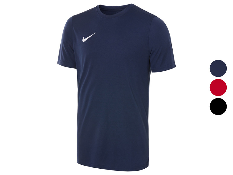 Een donkerblauw Nike T-shirt met korte mouwen.