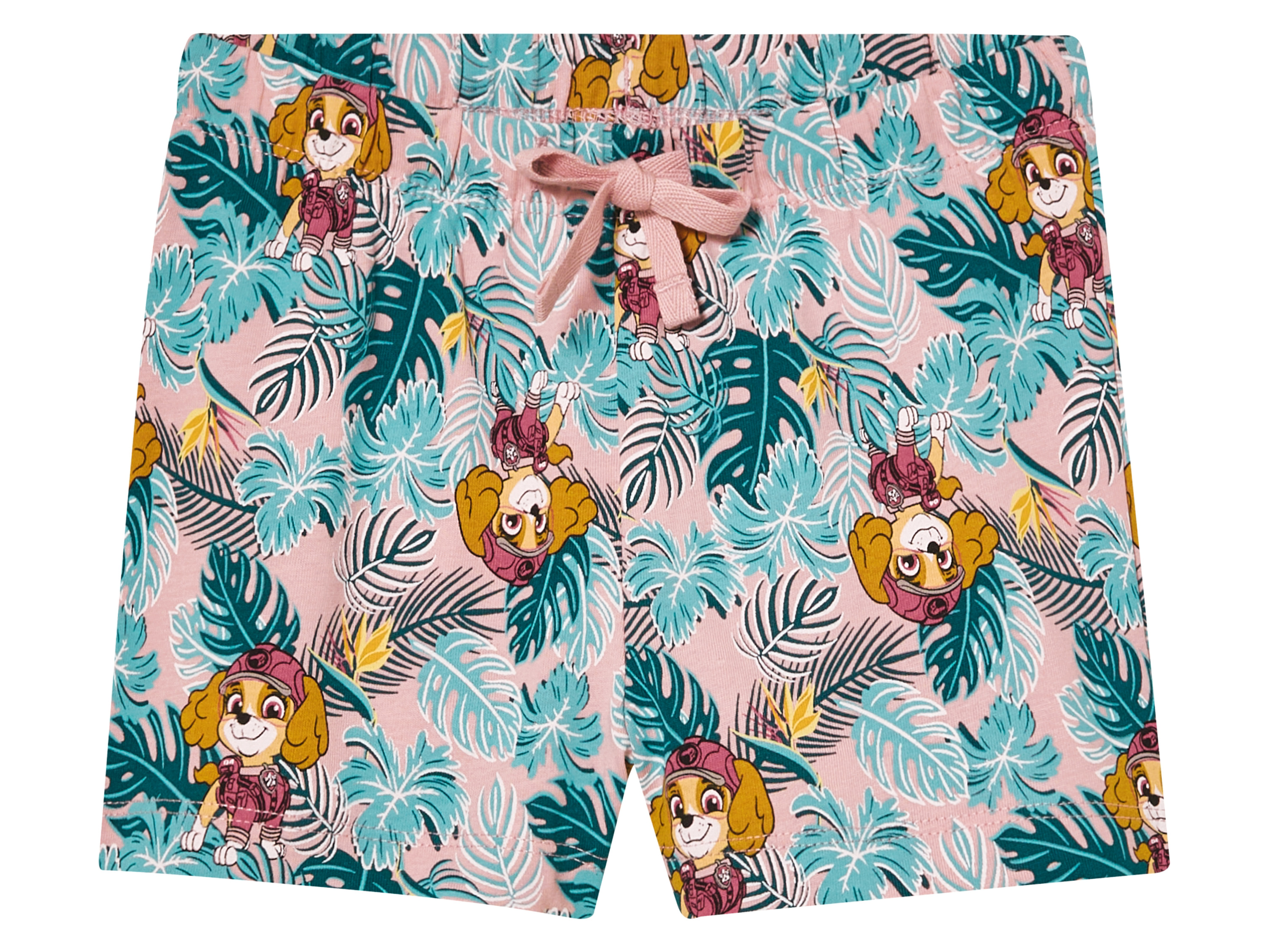 Korte kinder broek (122/128, Roze/groen)