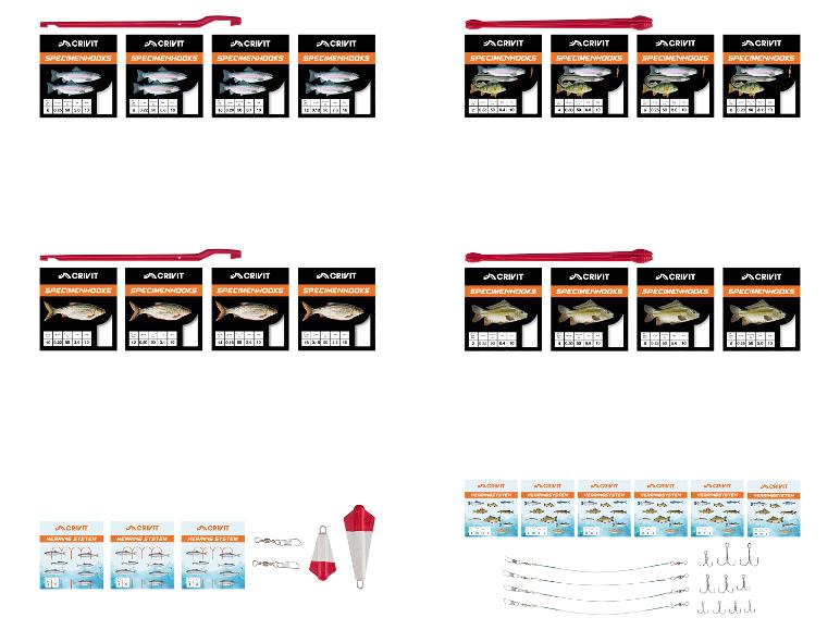 Crivit haken, haringsysteem en visuitrusting.
