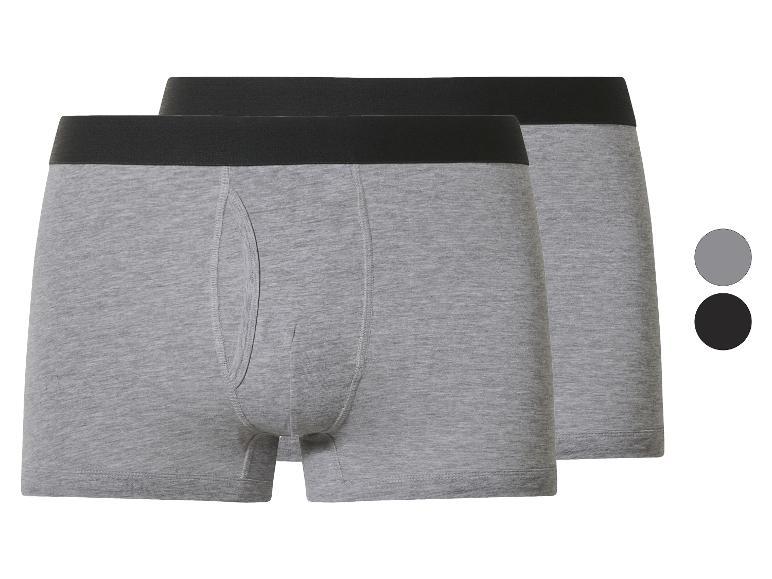 Grijze herenboxershorts met zwarte tailleband, tweepack.