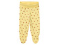 Gele baby leggings met aardbeienprint.