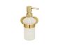 Gouden zeepdispenser met mat glazen fles.