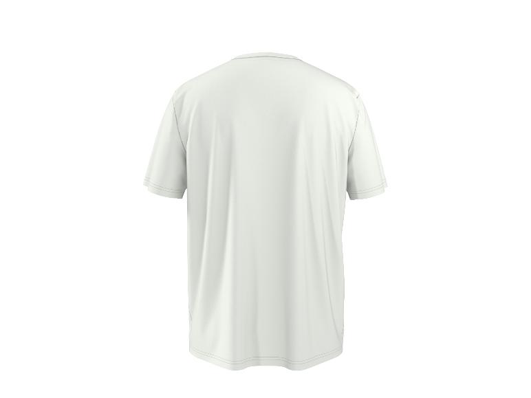 Achteraanzicht van een effen wit T-shirt met korte mouwen