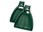 Twee groene tuinhandschoenen voor het oprapen van bladeren en tuinafval.