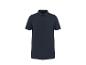 Donkerblauw heren poloshirt met korte mouwen en knopen.