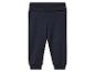 Donkerblauwe baby joggingbroek met geribbelde tailleband en boorden