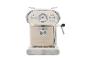 Crèmekleurige retro espressomachine met manometer en chromen accenten