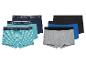 Pak Essential boxershorts: grijs, blauw, zwart en turquoise gestreept.