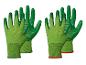 Twee paar groene tuinhandschoenen met gerubberde vingers.
