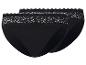 Twee zwarte slips met kanten tailleband