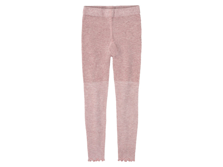 Roze gebreide leggings met geruite details.