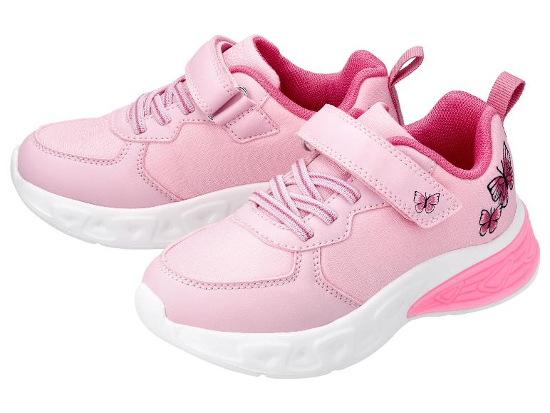 Roze kinderschoenen met klittenbandsluiting en vlindermotieven