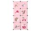 Roze modulaire kast met bosdieren en paddenstoelmotieven.