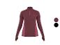 Bordeauxrood sportshirt met lange mouwen en rits voor dames.