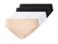 Set van 5 effen damesonderbroeken in zwart, wit en beige.