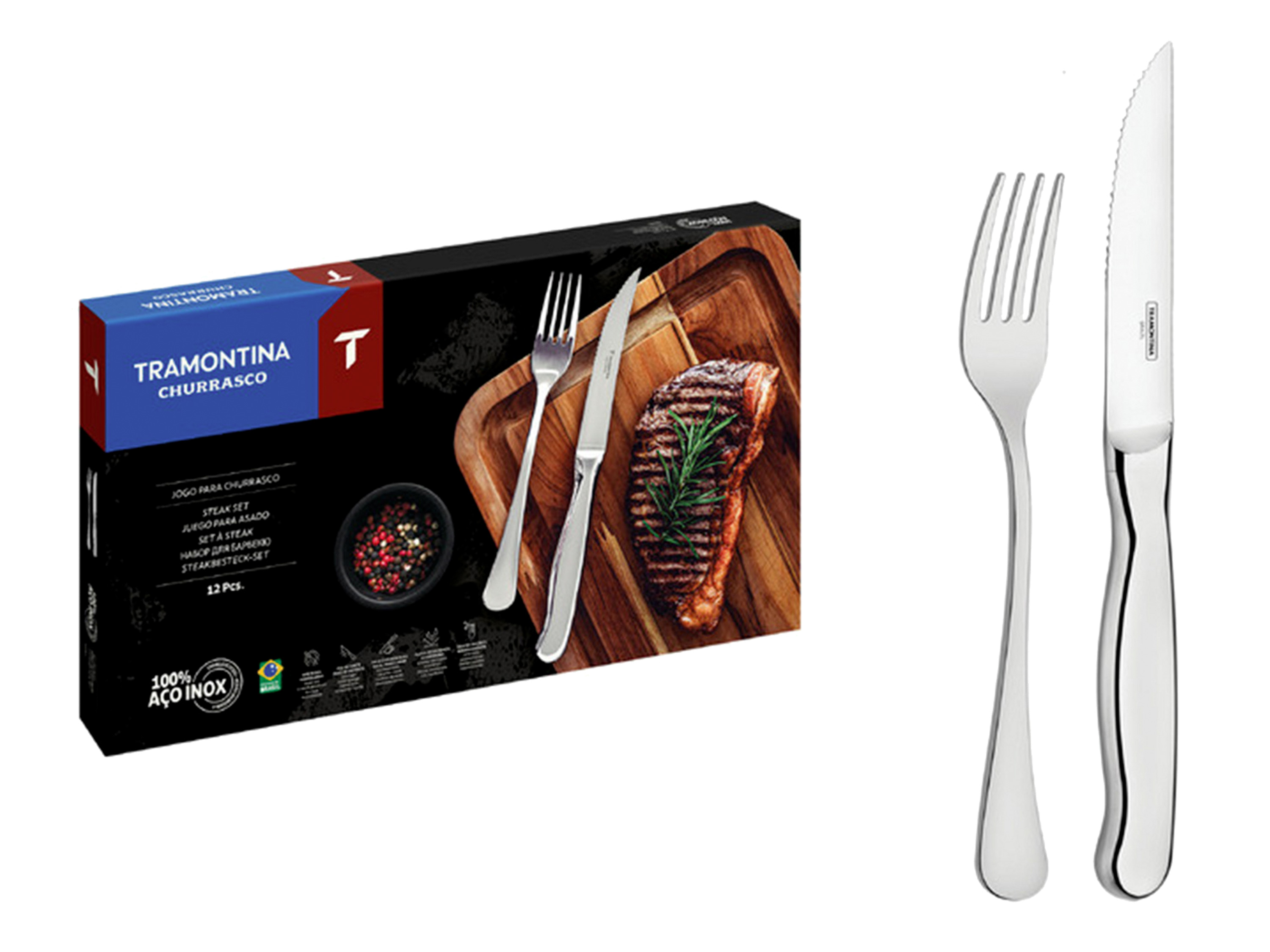 TRAMONTINA RVS steak bestekset Zurique, 12-delig