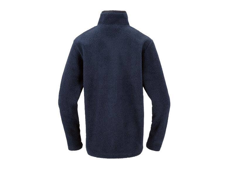 Donkerblauwe fleecejas met rits, achterkant